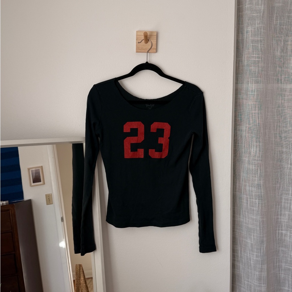 Brandy Melville Black Long Sleeve with Red Number